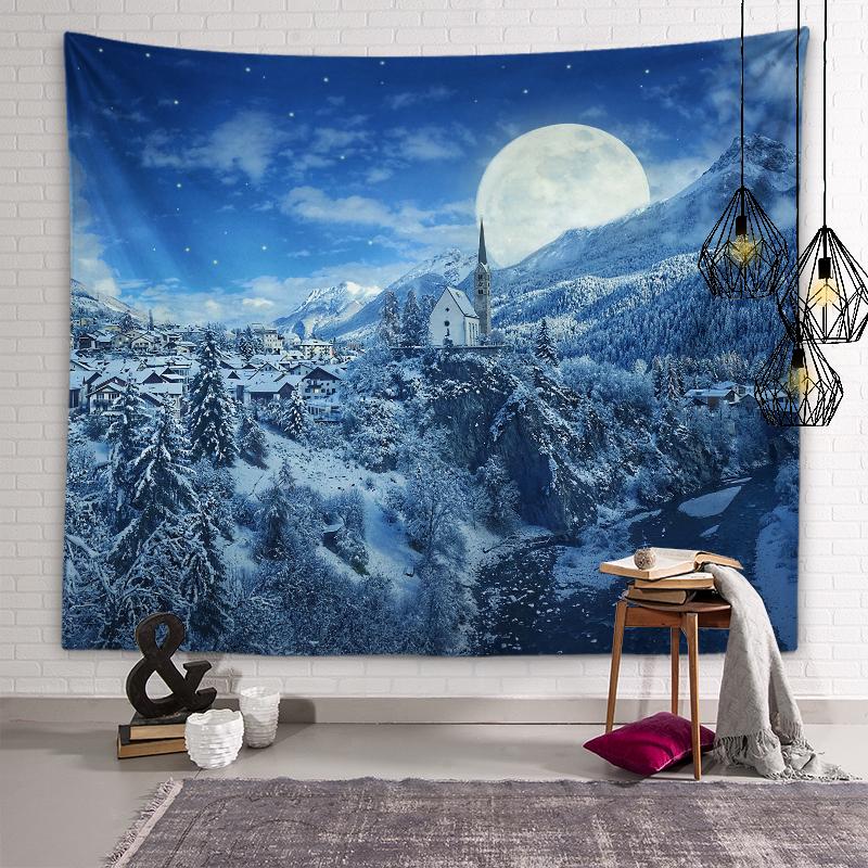 Zimní sněhová vločka vzor ledu Nástěnná dekorace Tapiserie Nástěnné umění Osobnost Tapiserie Obývací pokoj Ložnice Pokoj Domácí dekorace