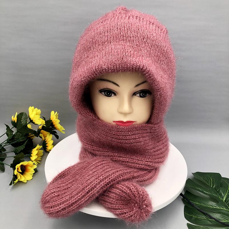 Frauen Winter Gestrickte Kapuze Hut Schal Kappe Dicke Warme Outdoor Stilvolle Schal Hüte Weibliche Herbst Headwear Mädchen Mode Elastische Mützen