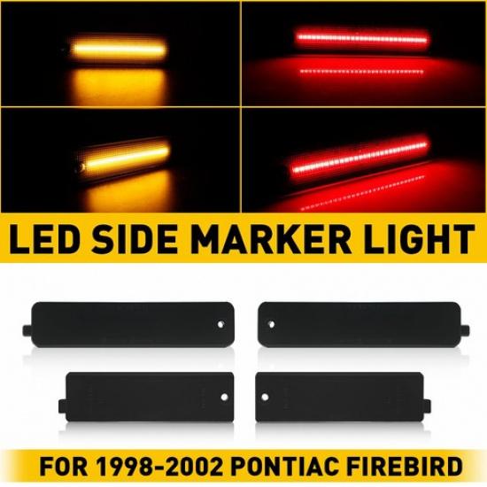 4x Smoked Front Rear Side Marker LED Lights White For 1998-2002 Pontiac Firebird