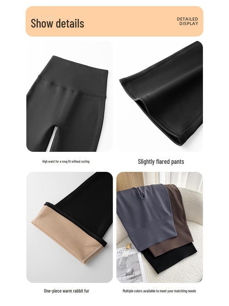 Women's High Waist Tummy Tuck Fleece Flared Yoga Pants for Autumn/Winter