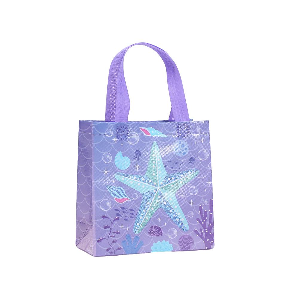 

12Pcs Under The Sea Theme Non-woven Gifts Packing Bags Ocean Mermaid Shopping Bag for Kids Girl Birthday Baby Shower Party Decor 20X20X9CM