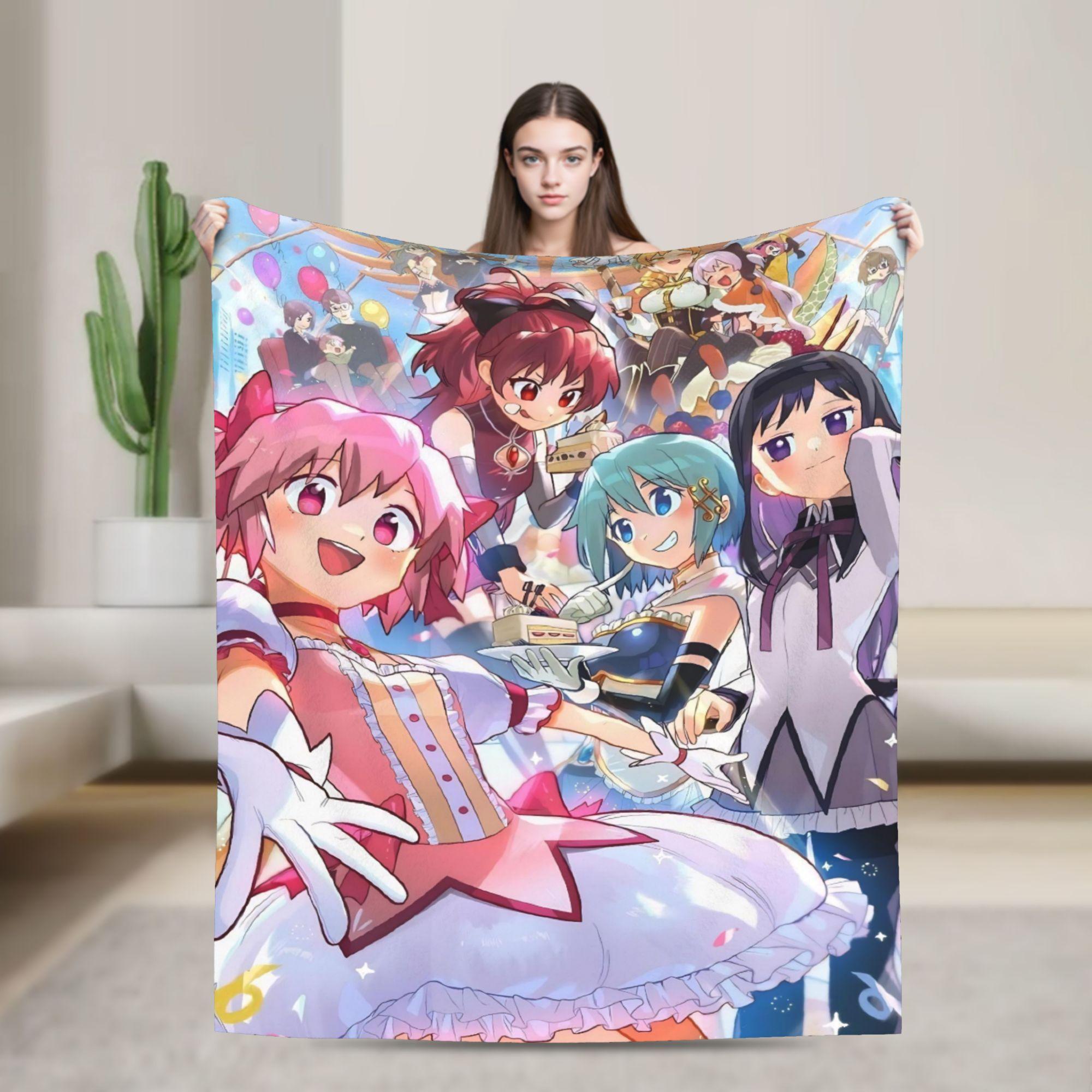 

Anime Puella Magi Madoka Magica Flannel Blanket Comic Novelty Throw Blanket for Home 150*125cm Bedspread 75x90cm