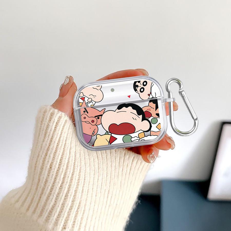 Case For Airpods Pro3 Pro2 Pro 1 3 4 2 Clear Earphone Cases Cover Crayon ShinChan Cartoon