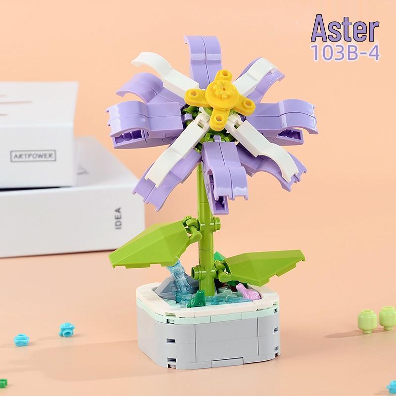 Educational Sunflower & Hibiscus Building Blocks Ornament - Teacher's Day Gift