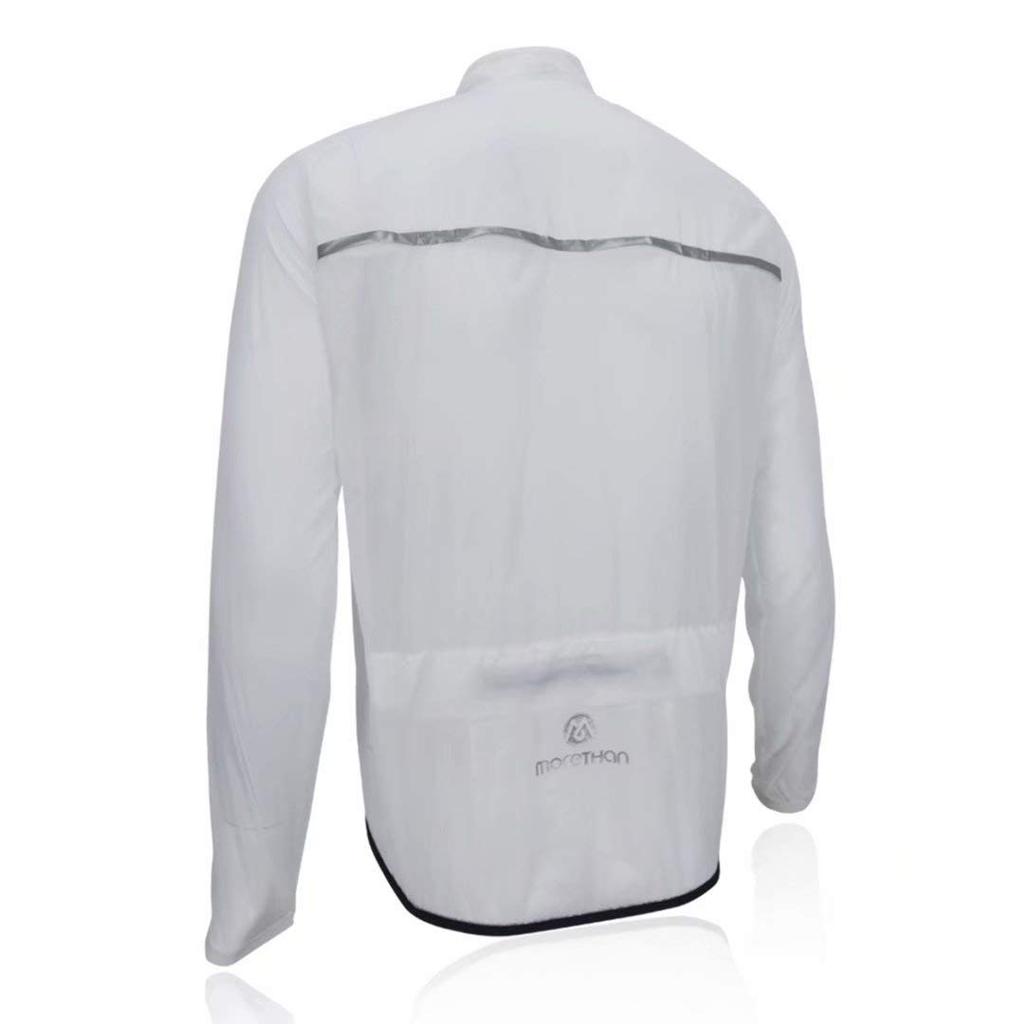 Morethan Windbreaker Cycling Jacket with and Back Pockets Size M Men's Ultra-Lightweight Water-Repellent (WVP-007), White,