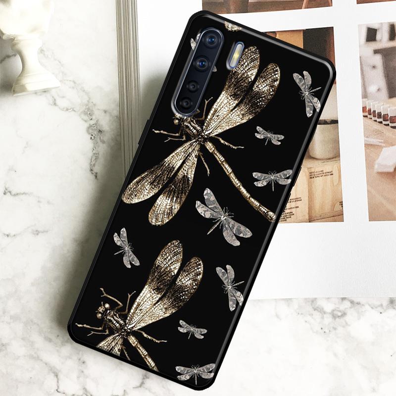 Luxury Dragonfly Case For Oppo A18 A38 A58 A78 A98 A40 A60 A80 A16 A76 A96 A15 A17 A77 A74 A94 A54 A57S Cover