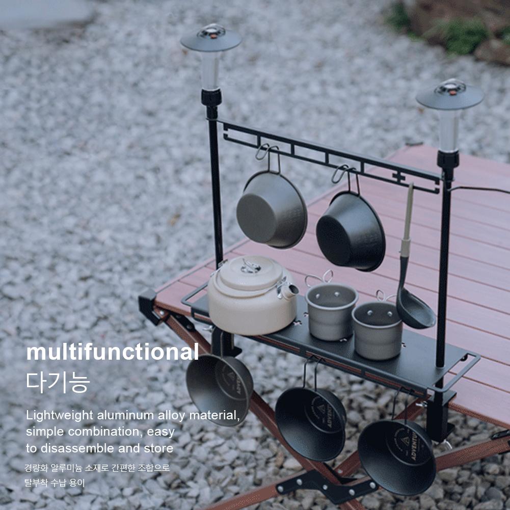 Camping Foldable Storage Rack Collapsible Camping Rack Aluminum Alloy 2 Tier Tabletop Rack Multifunction for Camping Picnic