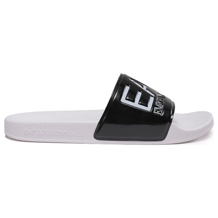 Emporio Armani EA7 Color Block Flat Slide Sandals Men footwear Black White XCP001XCC22Q655