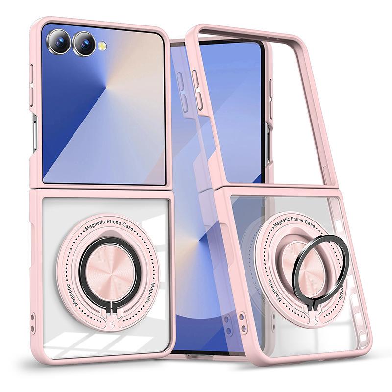 Samsung Z Flip7/6/5 360° Rotating Magnetic Wireless Charging Drop-Proof Clear Case Z Flip7