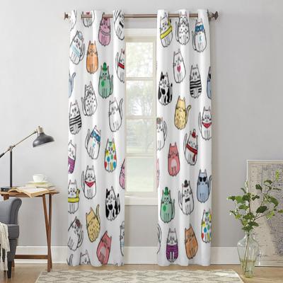 Tenda Finestra Lussuosa con Gatto Carino a Fumetti per Soggiorno Camera da Letto Arredamento Casa Cucina per Tende da Finestra