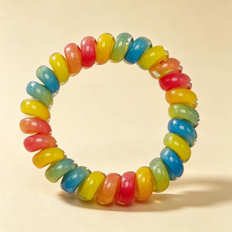 Candy-Colored Thick Bracelet-Style Hair Ring: Extra-Large Korean Rubber Band and Spring Headband Ornament