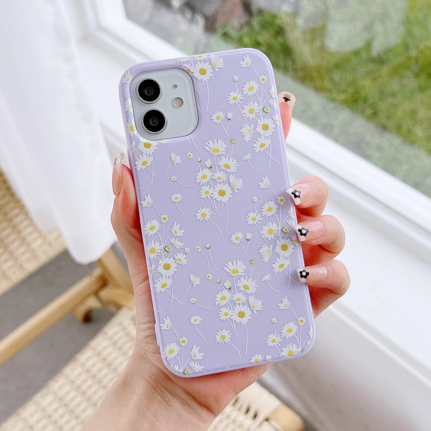 

Тонкий защитный чехол для телефона с ромашковым дизайном для IPhone 15, 14, 13, 12, 11 X XR XS Max 7 8 Plus Pro Max SE Mini — идеальный чехол-подарок на любой случай!