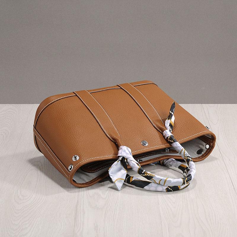 Bolso de Hombro para Mujer de Piel de Vacuno con Grano Lichi Coreano 2023 - Estilo Europeo Simple