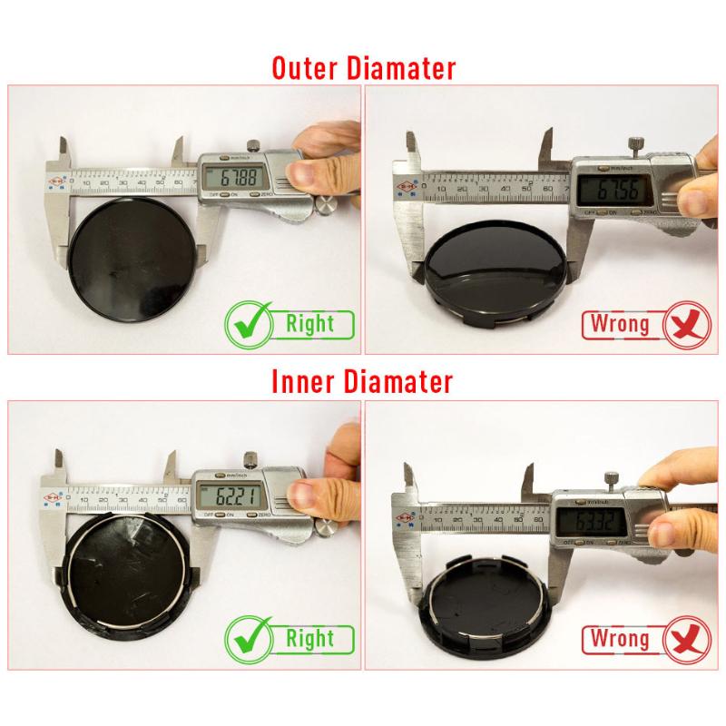 4KS/lot 69MM Bez loga Středové krytky kol ČERNÉ STŘÍBRNÉ Kryt náboje kola Stylový Odolný Náhradní Prachový kryt