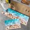 Ocean Wave Seashell Printed Non Slip Kitchen Runner Rug Coastal Beach Themed Floor Mat for Living Room Hallway Home Decor Carpet