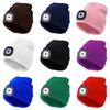 Black Led Knitted Beanie For Outdoor Night Running With Rechargeable Light Feature