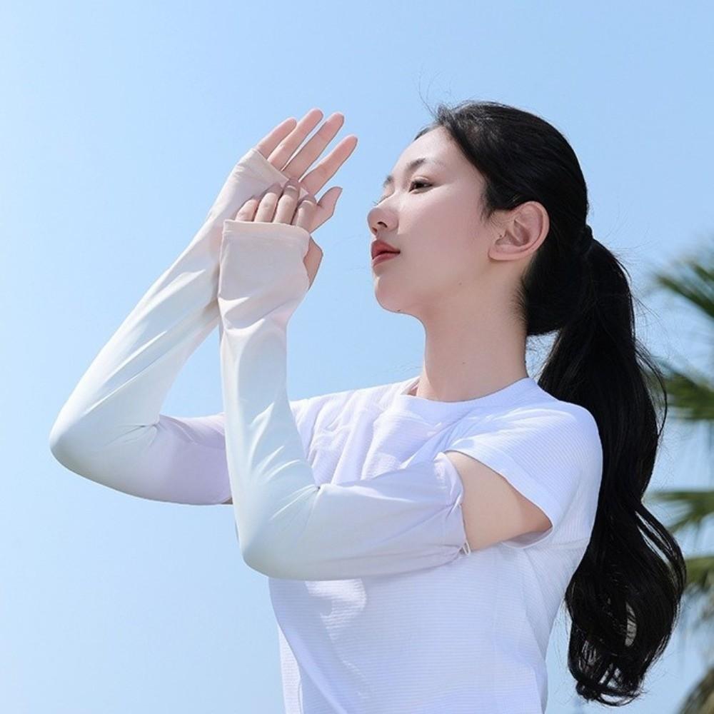 Pulling Rope Ice Silk Arm Sleeves Flared Gradient Color Sunscreen Arm Sleeves UV Protection Thin Cycling Arm Cover Summer