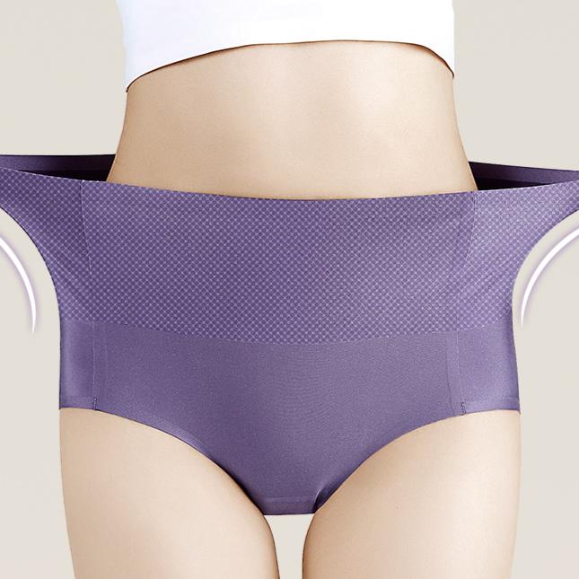 Ice Silk High Waist Tummy Tightening Panties Women's Seamless Antibacterial Triangular Pants Light and Breathable Underwear