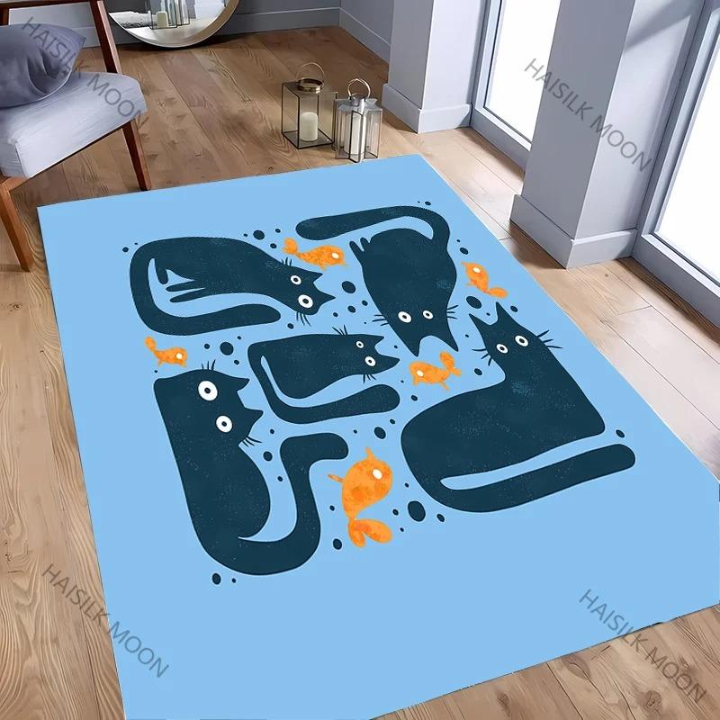 Abstract Style Cat Patter Indoor Carpet Rug for Bedroom Living Room Kitchen Floor Mats Home Decor Non-Slip Floor Pad Rug Gift