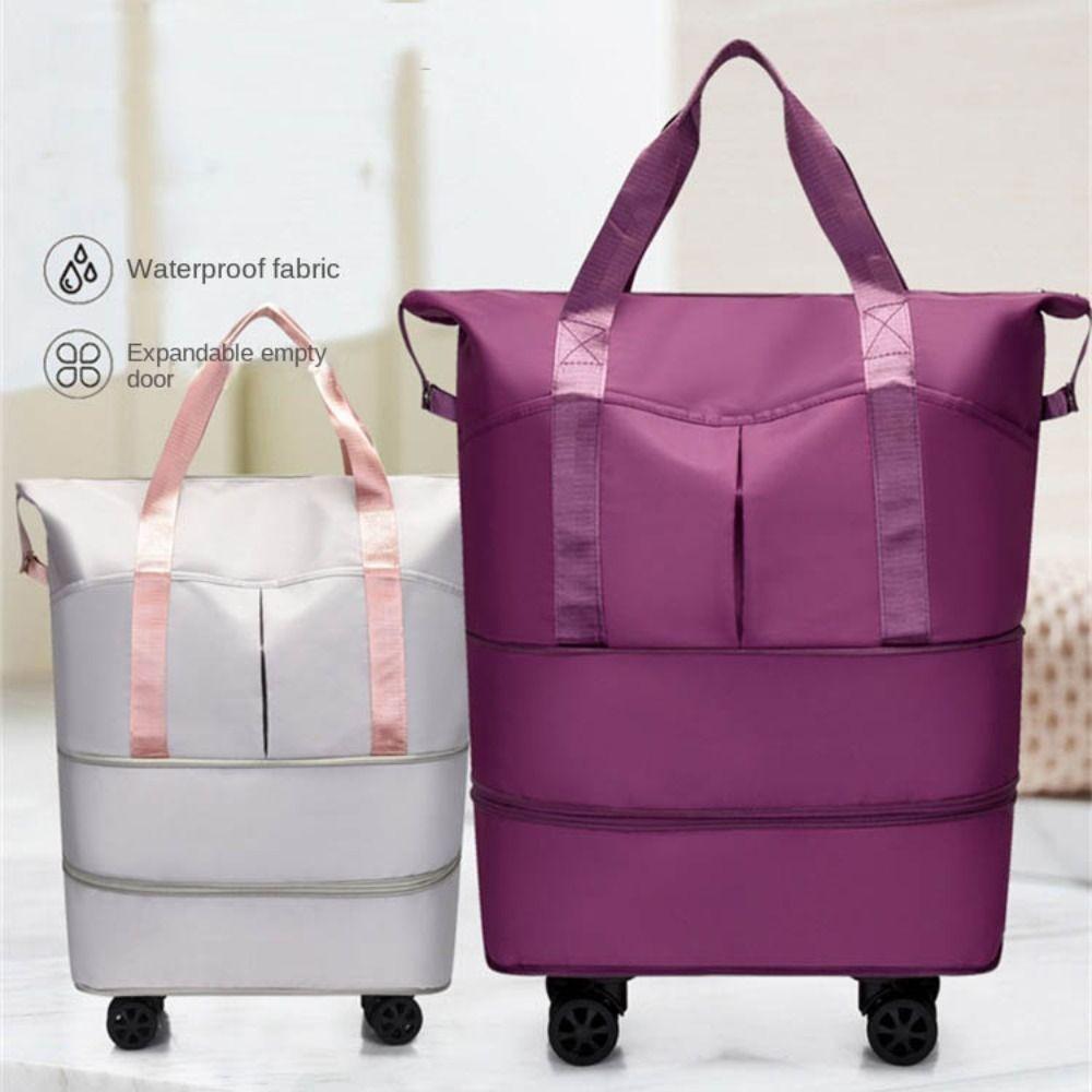 Expandable Rolling Duffle Bag with Wheels Foldable Travel Luggage Bag for Women and Men