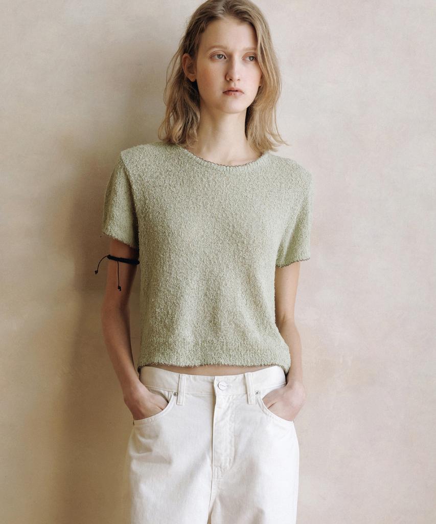 ANDNEEDS Feather Half Sleeve Knit (Olive)