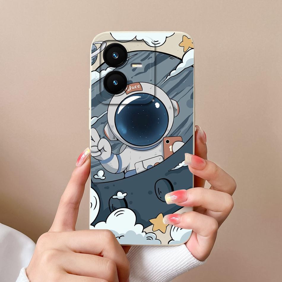 Cases For Vivo Y22 Y22S Flower Liquid Silicone Camera Lens Protection Phone Back Cover For VivoY22 Vivo Y 22 Y22 S Coque Bumper