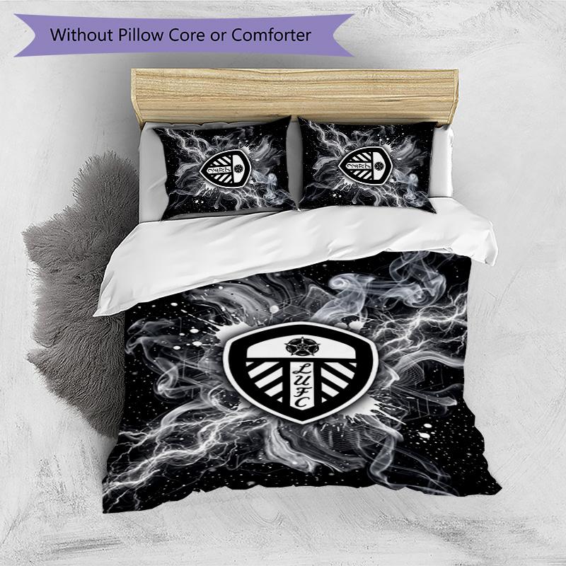 Set Lenzuola Stampa Leeds United Football 3 Pezzi, Comodo Set Copripiumino per Camera da Letto Amico della Pelle