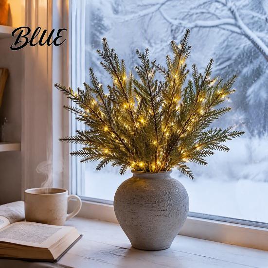Rustic Mantelpiece Ornament Artificial Lighted Pine with Lights Fairy Light Olive Branch Realistic Faux Battery Operated Branches Stem for