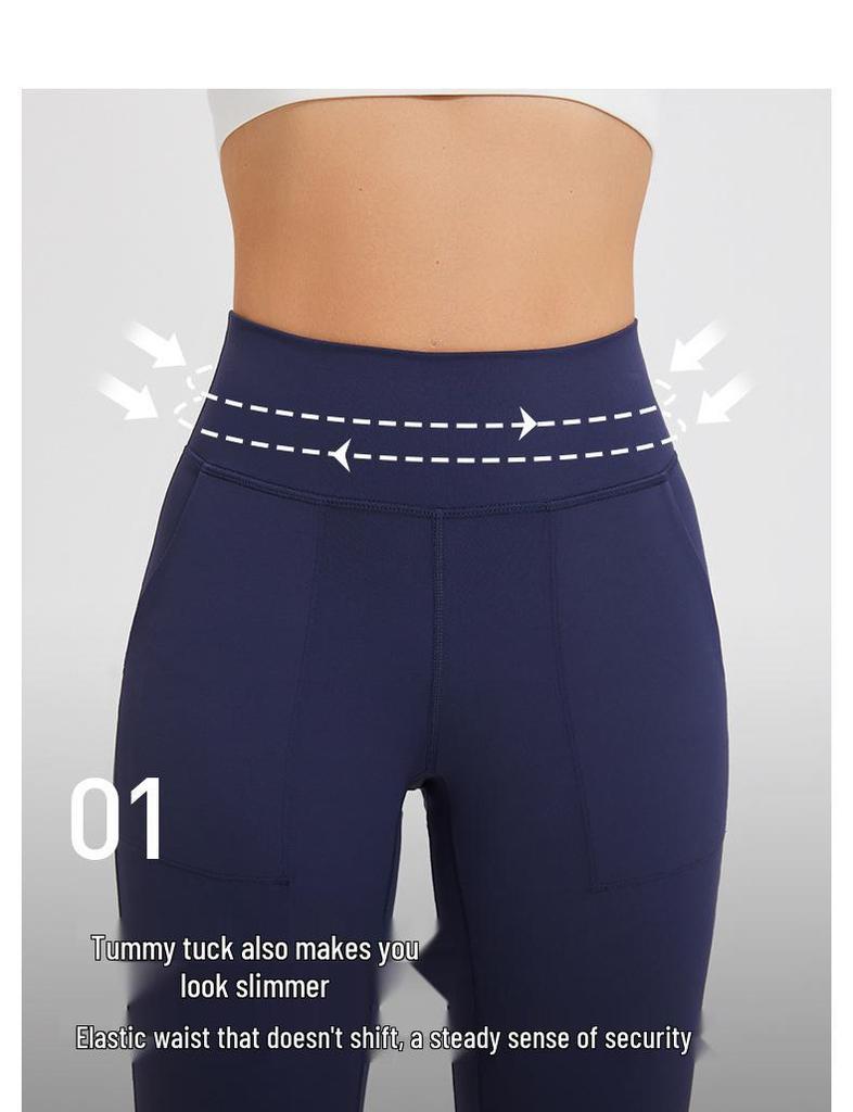 Women's High-Waist Seamless Yoga Pants with Pockets - Peach Lift, Non-Slip, High Elasticity