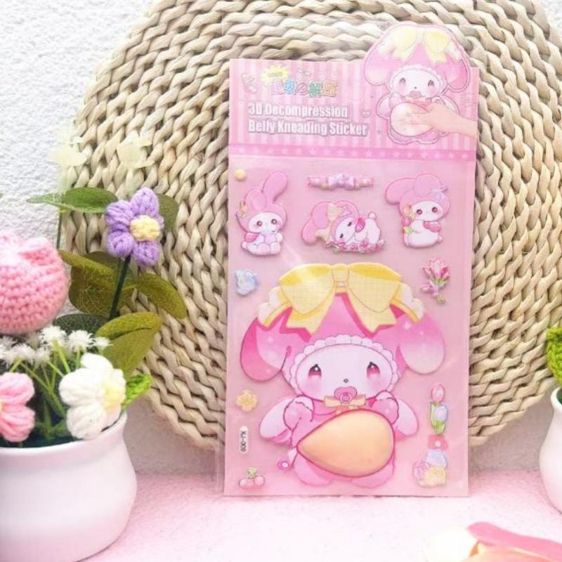 1Pcs Kawaii Sanrio Hello Kitty Soft Puffy Butt 3D Stickers DIY Laptop Scrapbook Phone Case Decor Decals Decompression Gifts
