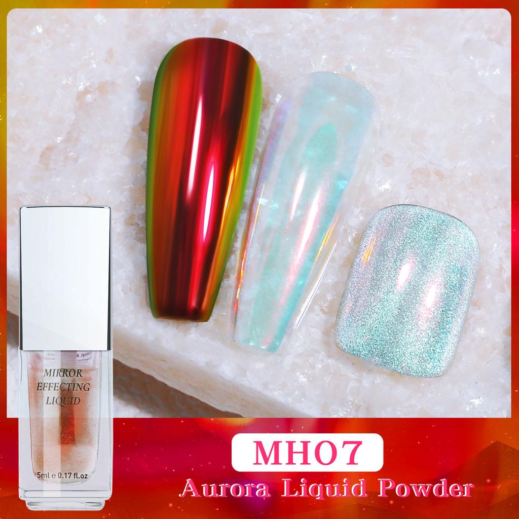 5ml Magic Chrome Liquid No Dust Aurora Powder Chrome Metallic Mirror Effect Nail Gel Polish Lacquer Paint Semi Permanent