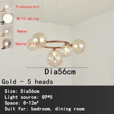 

Nordic G9 Magic Bean Black Ceiling Chandelier For Living Room Bedroom Hotel Golden Lamp Body Smoke Grey Glass LED Pendant Light Amber&Cold White