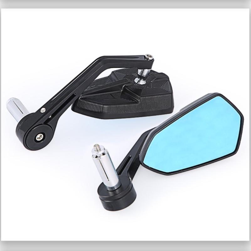 7/8Inch Motorcycle Handlebar End Mirror Inverted Rearview Mirror Universal Replacement 360 Degree Rotating Side Mirror