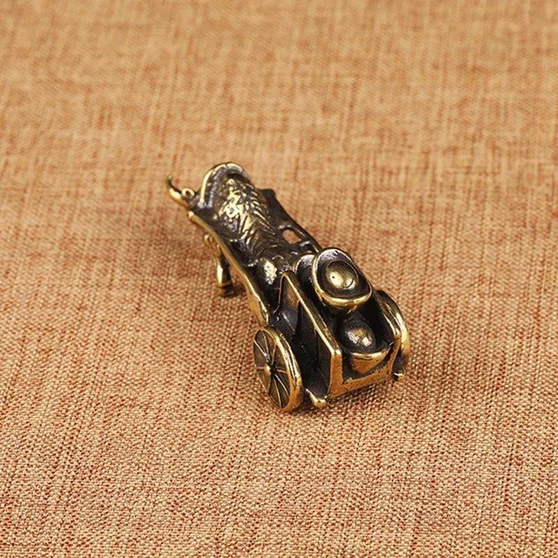 Retro Ornament Bull Pull Vehicle Figurines Pure Copper Chinese Folk Feng Shui Crafts Home Decoration Accessories Bring Good Luck