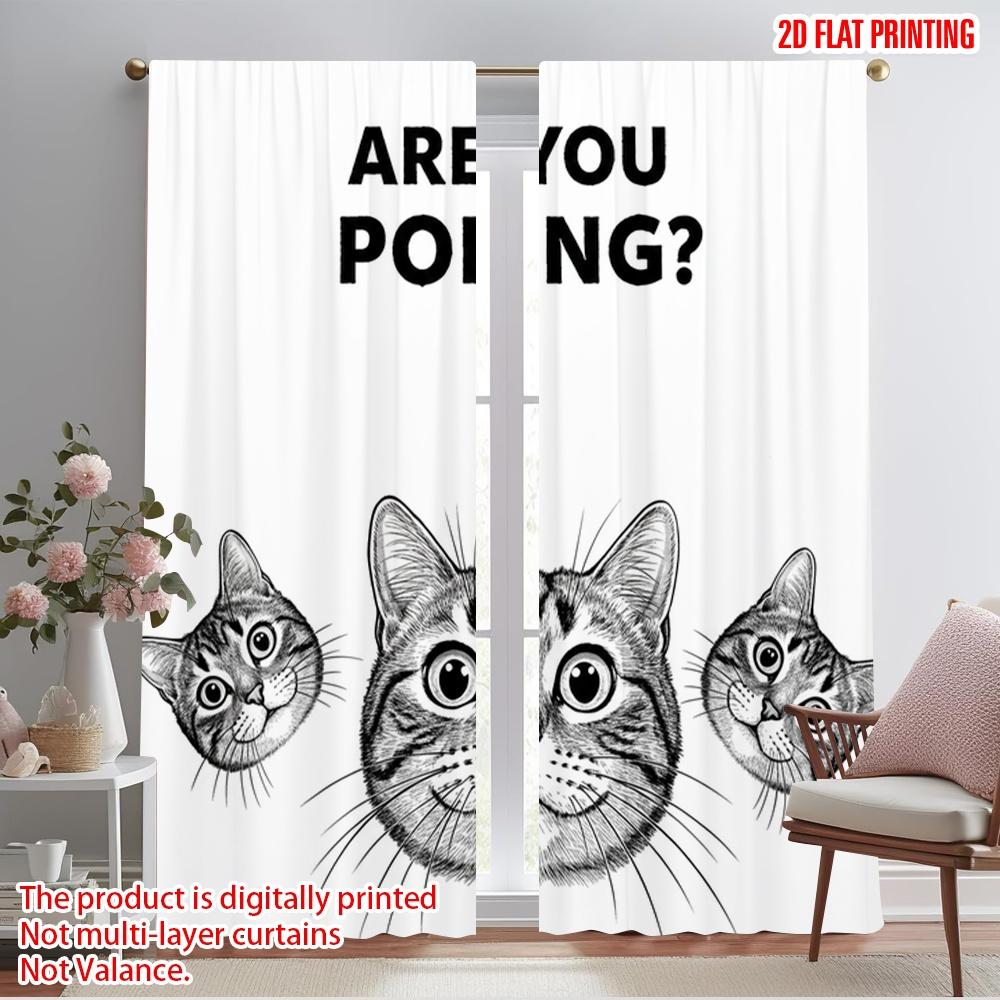 

2pcs 2D flat printing Curtain ARE YOU POOPING cats Polyester Without Electricity Birthday Party for Holiday Family Portraits 52.50×116.00 CM 2pcs