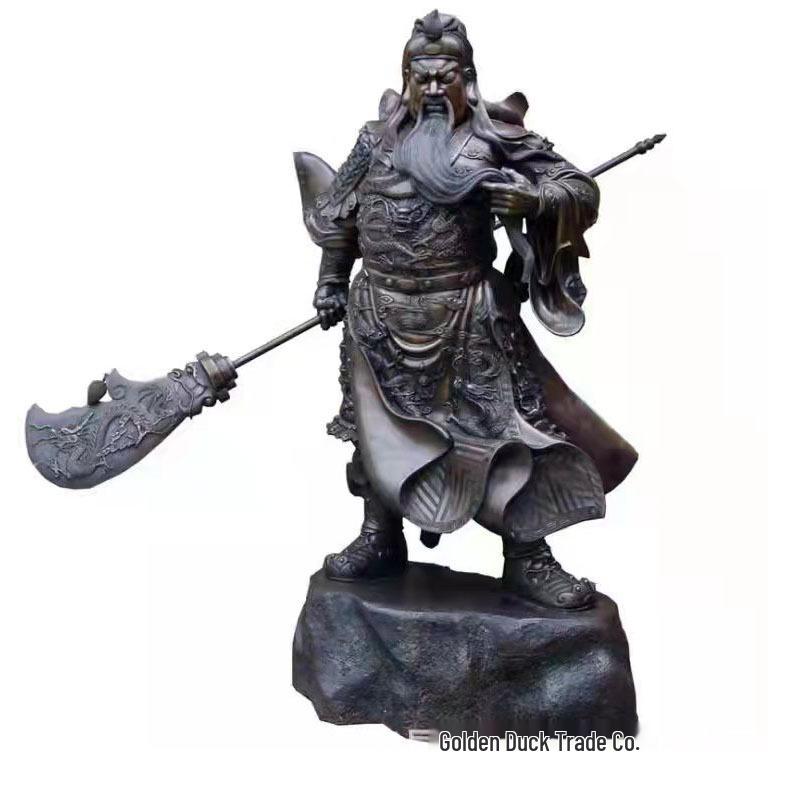 Large Bronze Guan Gong Statue - Pure Copper Guan Yu, Martial Wealth God