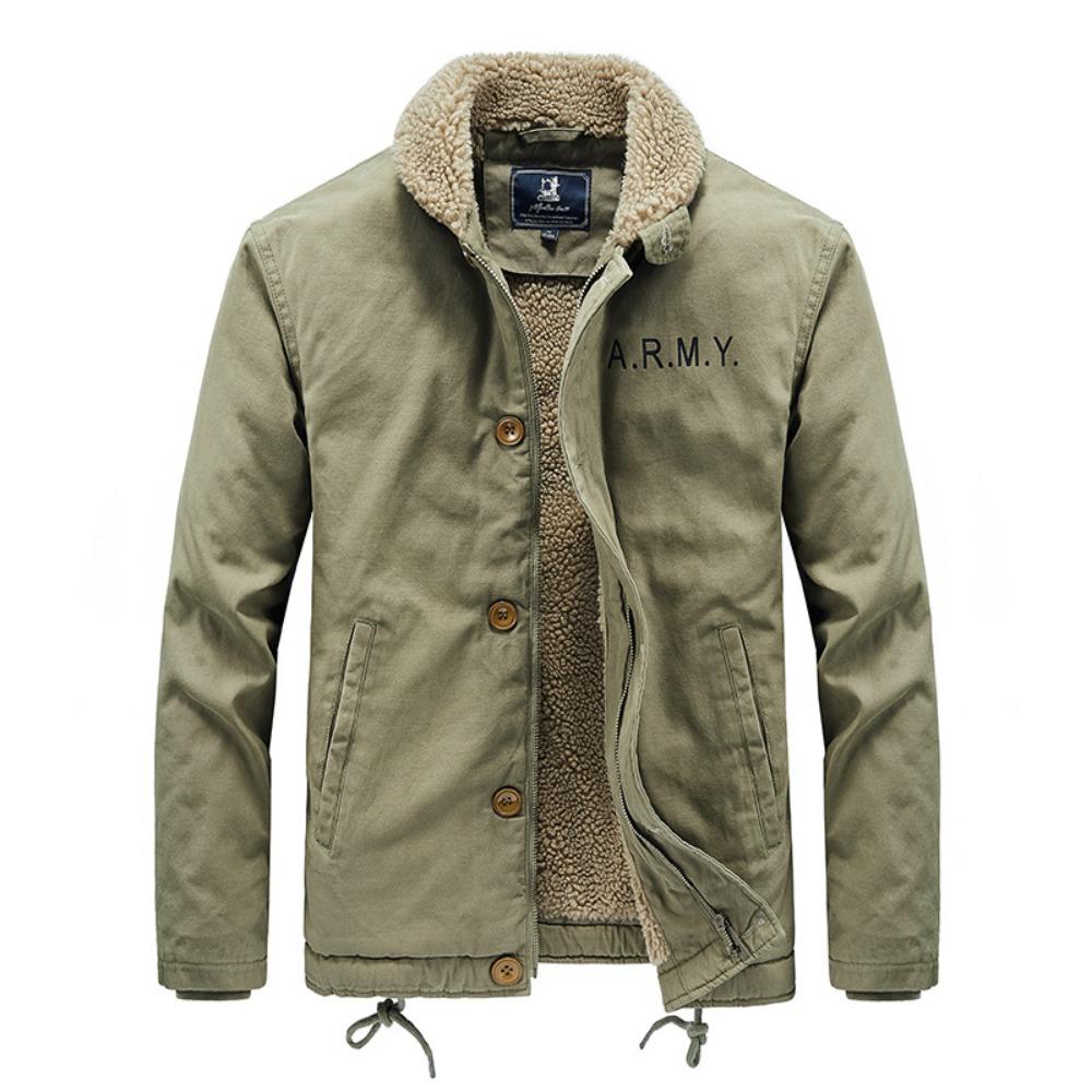 Lamb wool short coat men's winter thickened fur collar fleece tooling bomber jacket cotton coat lamb wool cotton coat