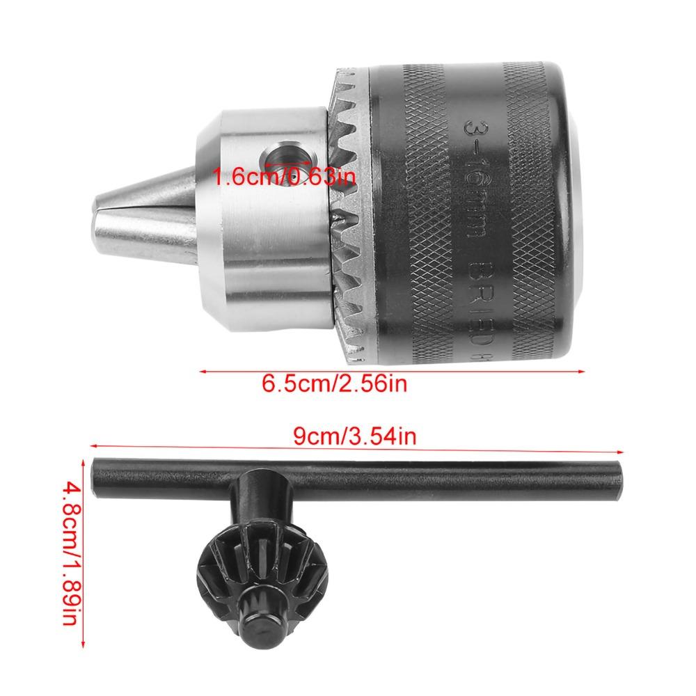 3-16mm Capacity Mini Key Type Drill Chuck Slotted Shank 1/4 Hex Adapter Drill Chuck Adapter 1/2-20UNF Thread Mini Chuck Key
