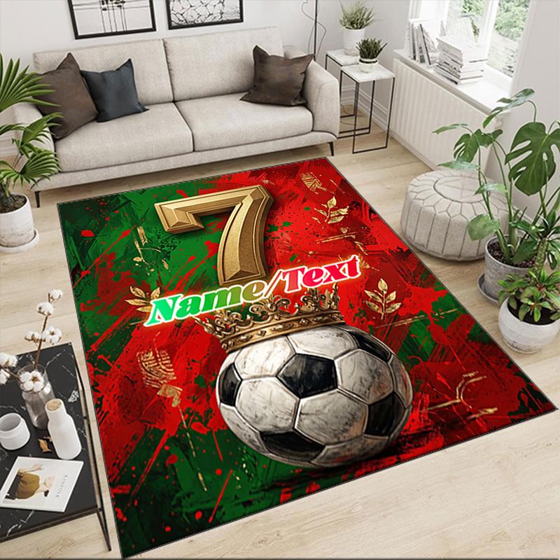 1PC Custom Name Soccer Legend Number Theme Floor Mat Ideal for Living Room, Game Rooms, Office, Bedroom,Floor Mat Playful Design