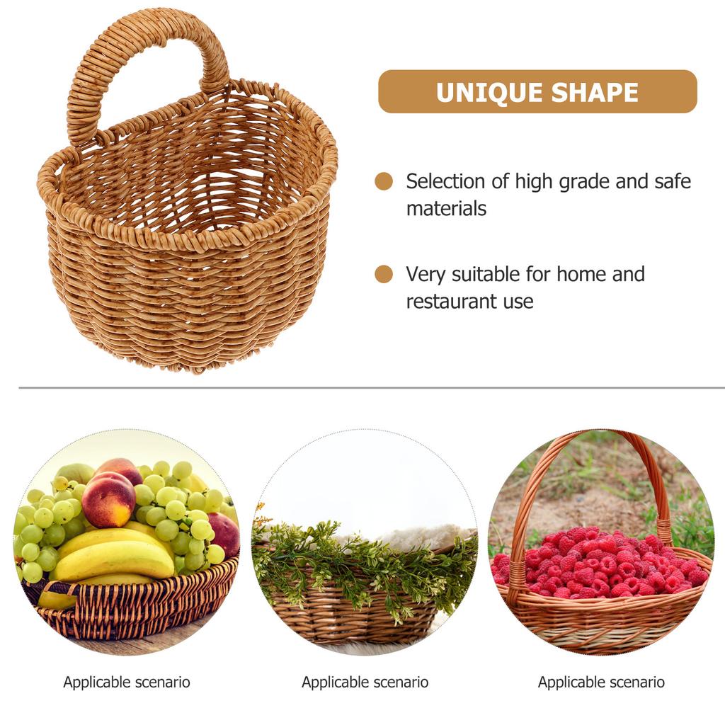 Plastic Woven Wall Storage Basket Modern Simple Fruit Basket for Home Restaurant Picnic Kitchen Storage Organizer