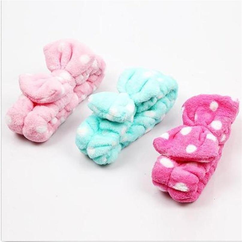 Fashion Girls Bowknot Hair Band Bath Face Headband Makeup Shower Elastic Band