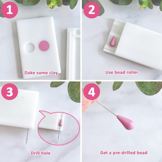 1 Pair Clay Bead Roller Bead Hole Maker DIY Jewelry Making Tools 12/15MM Polymer Clay Earrings Waterdrop Bead Mold Tools