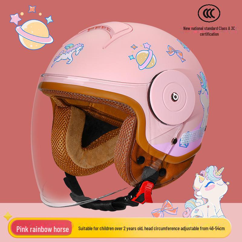 Kids' Motorcycle Helmet - Cartoon Design for All Seasons