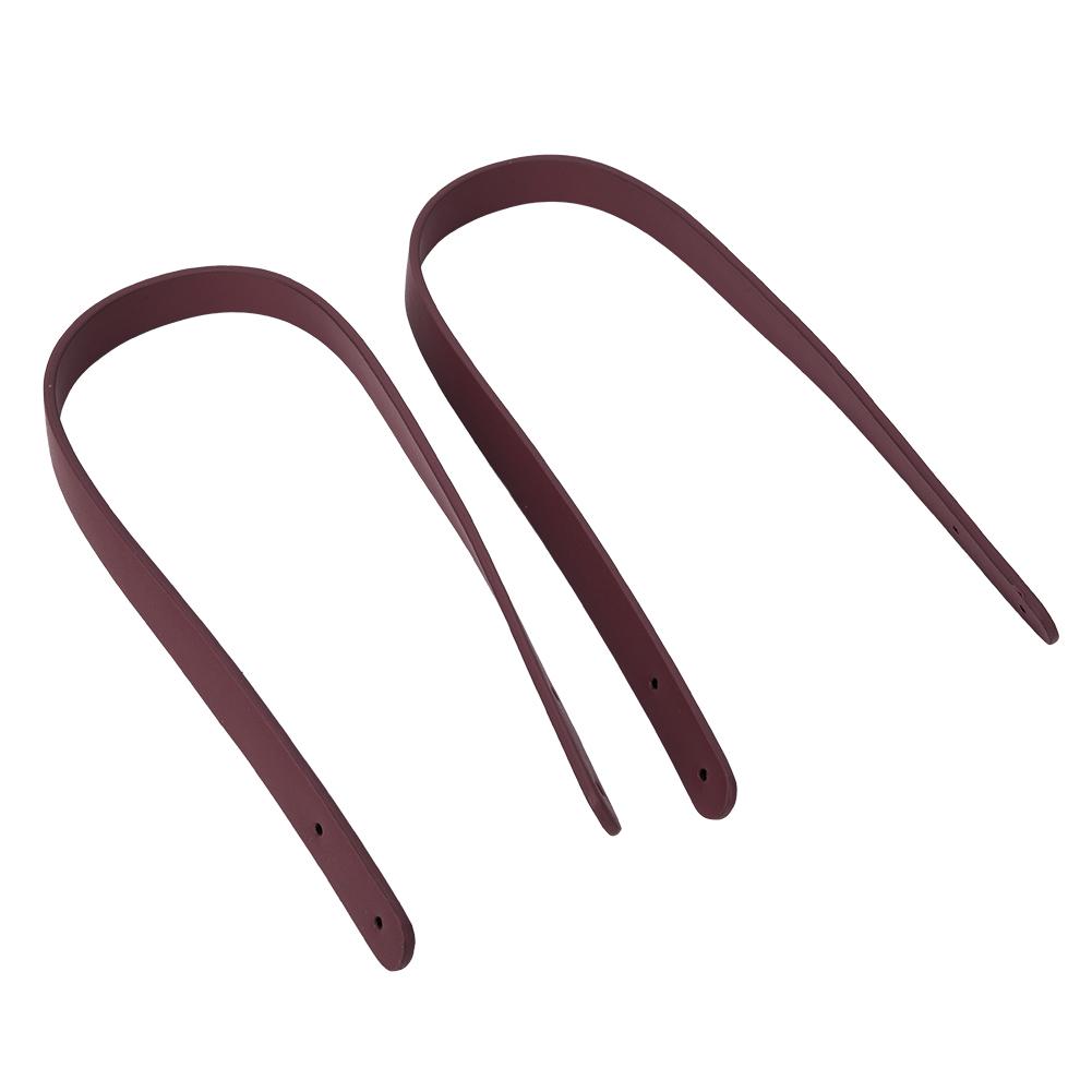 2Pcs Bag Hand Strap Split Leather DIY Hand Made Handbag Parts with 8 Sets Light Gold Rivet Set(Wine