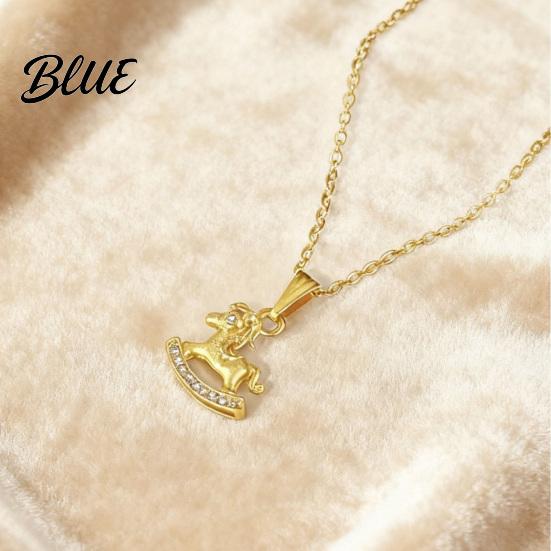 Horse Pendant Jewelry Necklace Zodiac Animal Cute Charm Women Chinese