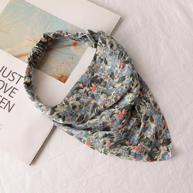 Bohemia Women Bandana Hair Scarf Summer Vintage Printted Chiffon Head Scarf Elastic Hair Bands Headwear Turban Femme