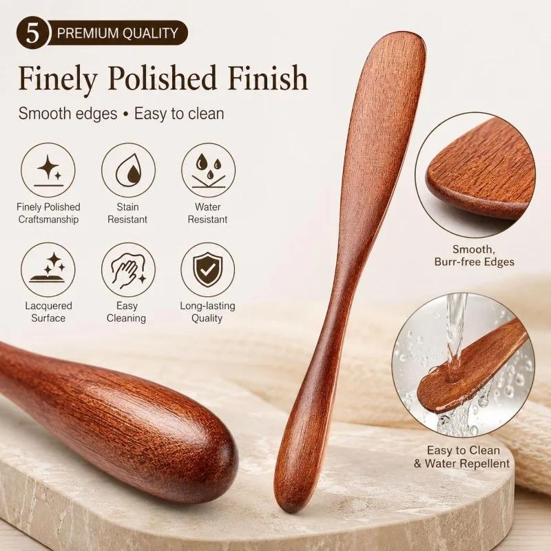 Phoebe Wood Butter Spreader Japanese Style Flat Thin Blade for Jam Cheese Toast Smooth Polished Handle Kitchen Gift Rustic 1