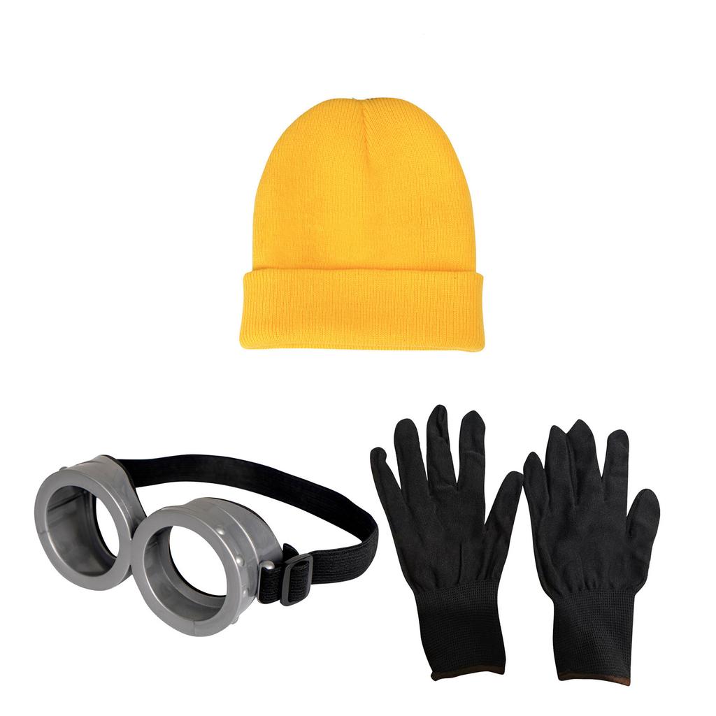 3 Piece Set Accessories Adult Steampunk Goggles Glasses Yellow Hat Black Gloves Women Halloween Party Set