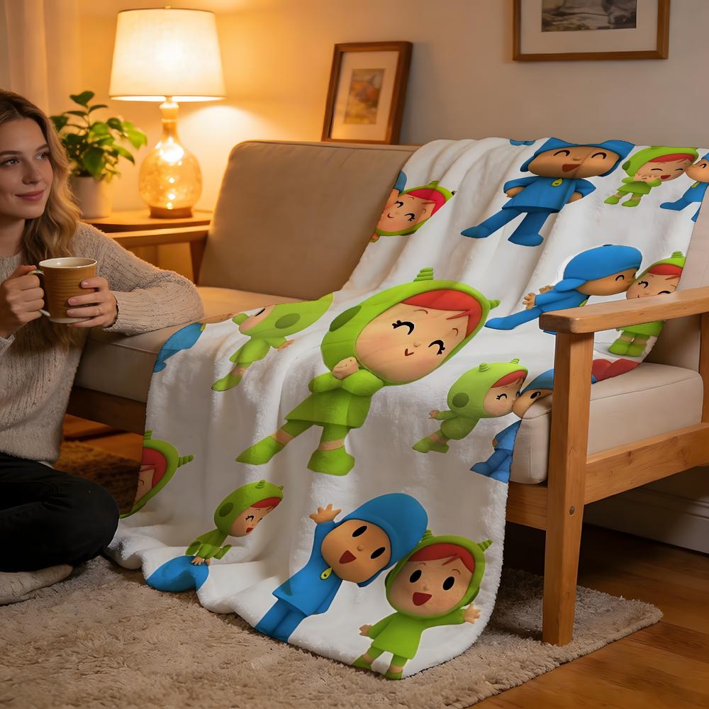 

Throw High-Density Short Plush Blanket For Sofa Nap Air-Conditioned Room Soft Skin-Friendly B-Boy-Girl-Pocoyo 130x150cm