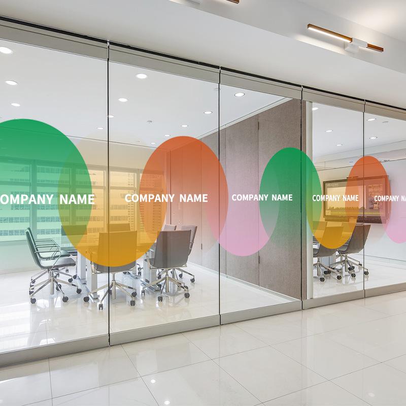 Ultra-Transparent Gradient Glass Film: Round Removable Office Partition Sticker